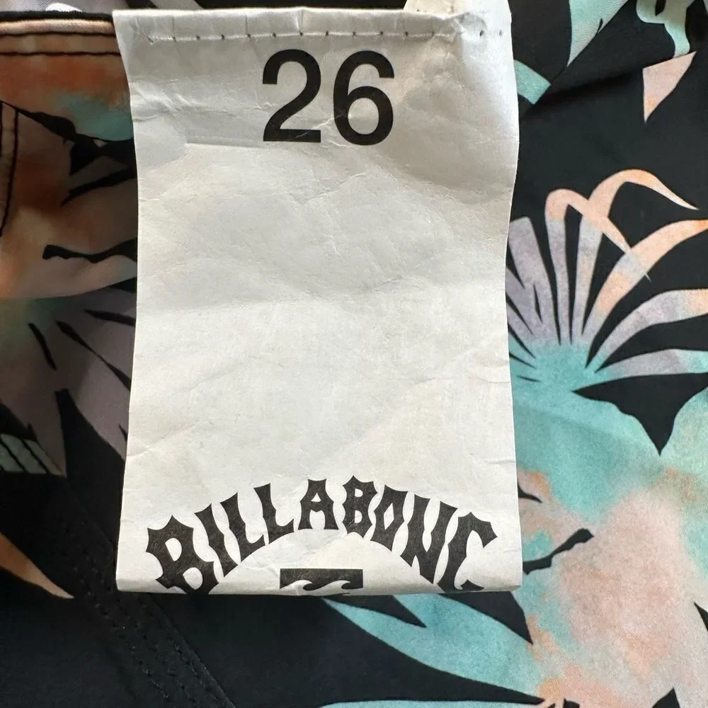 NWT Billabong Youth Boys Recycler Pro Board Shorts Black Floral - Size 26